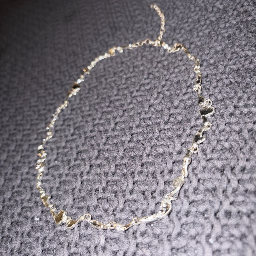 Sterling silver plated asymmetric necklace